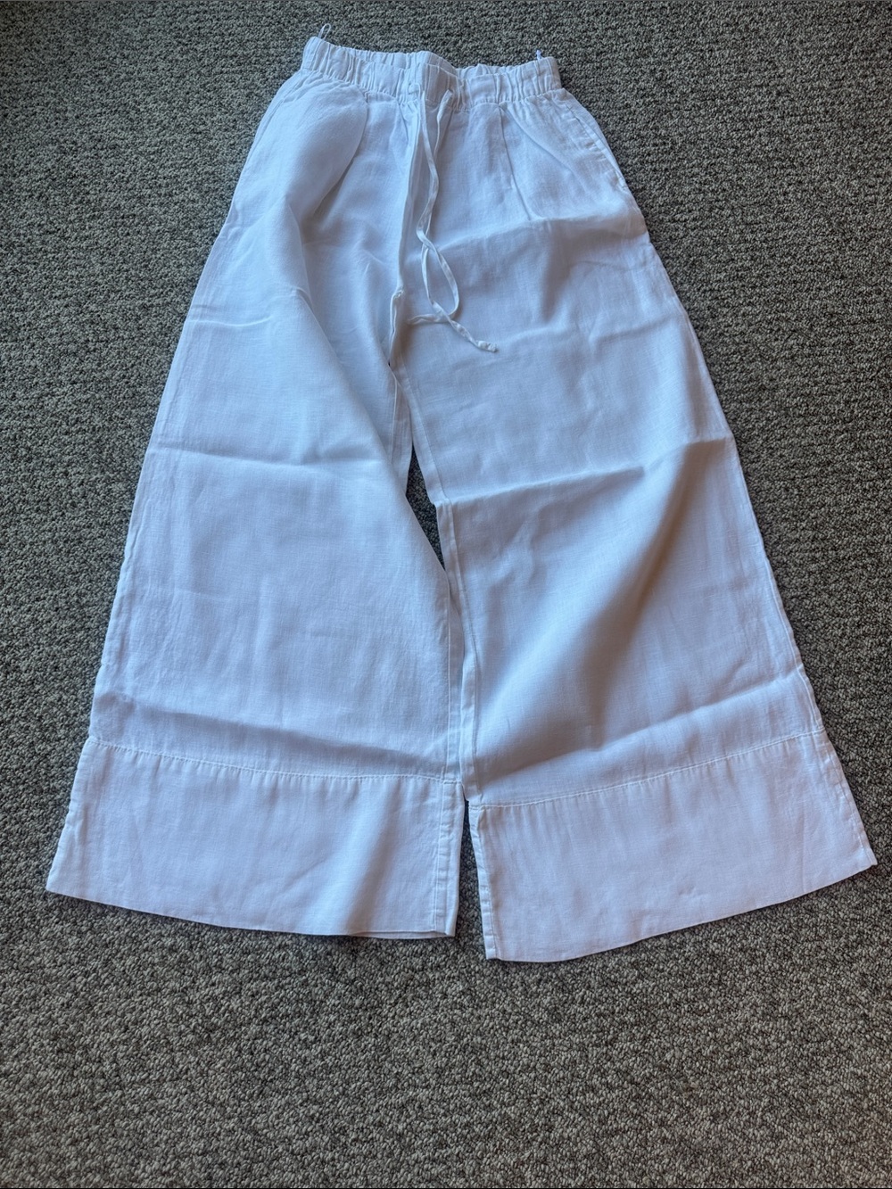Zara White Wide-Leg Linen-Blend Pants